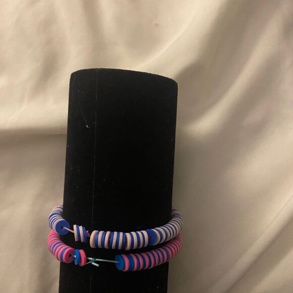 Handmade Customized Heishi Polymer name Bead Pearl Stretchy Bracelet - Picture 2 of 8